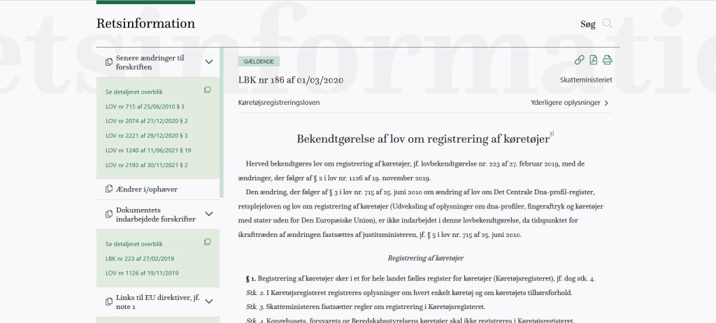 Закон за регистрация на мпс в Дания.