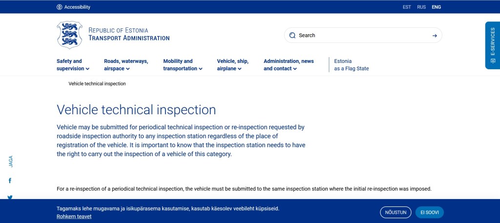 Технически преглед на мпс в Естония.