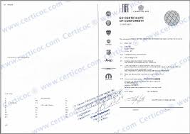 Примерен сертификат COC за регистрация на ново мпс на Фиат-Алфа Ромео.