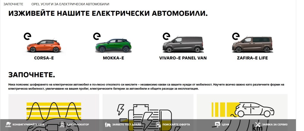 Електрически автомобили на Опел.