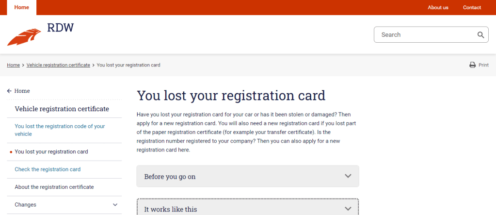 Преиздаване на загуена регистрационна карта от RDW.