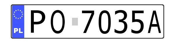 Образец на регистрационни табели в Полша.